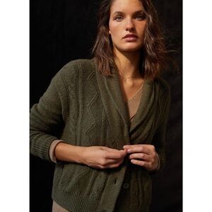 Anthropologie x Pilcro Cropped and Collared Cable Knit Cardigan